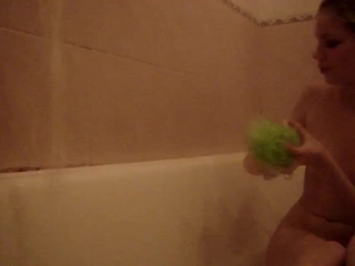 the blonde filmed her washing in the bathroom. striptease undressed in front of the camera naked topless pussy breasts shower